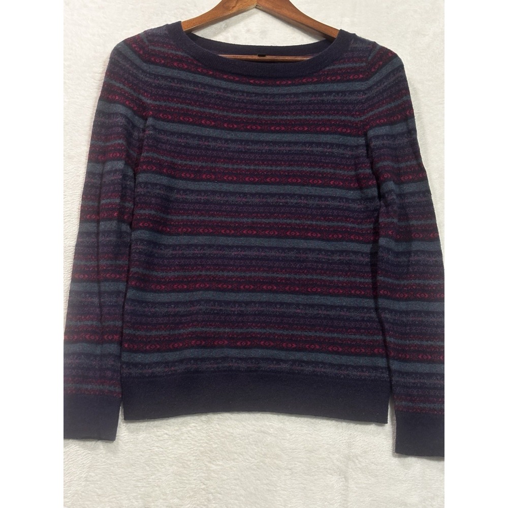 Talbots Sweater Women's‎ XS Lambswool Blend Long Sleeve Striped Purple